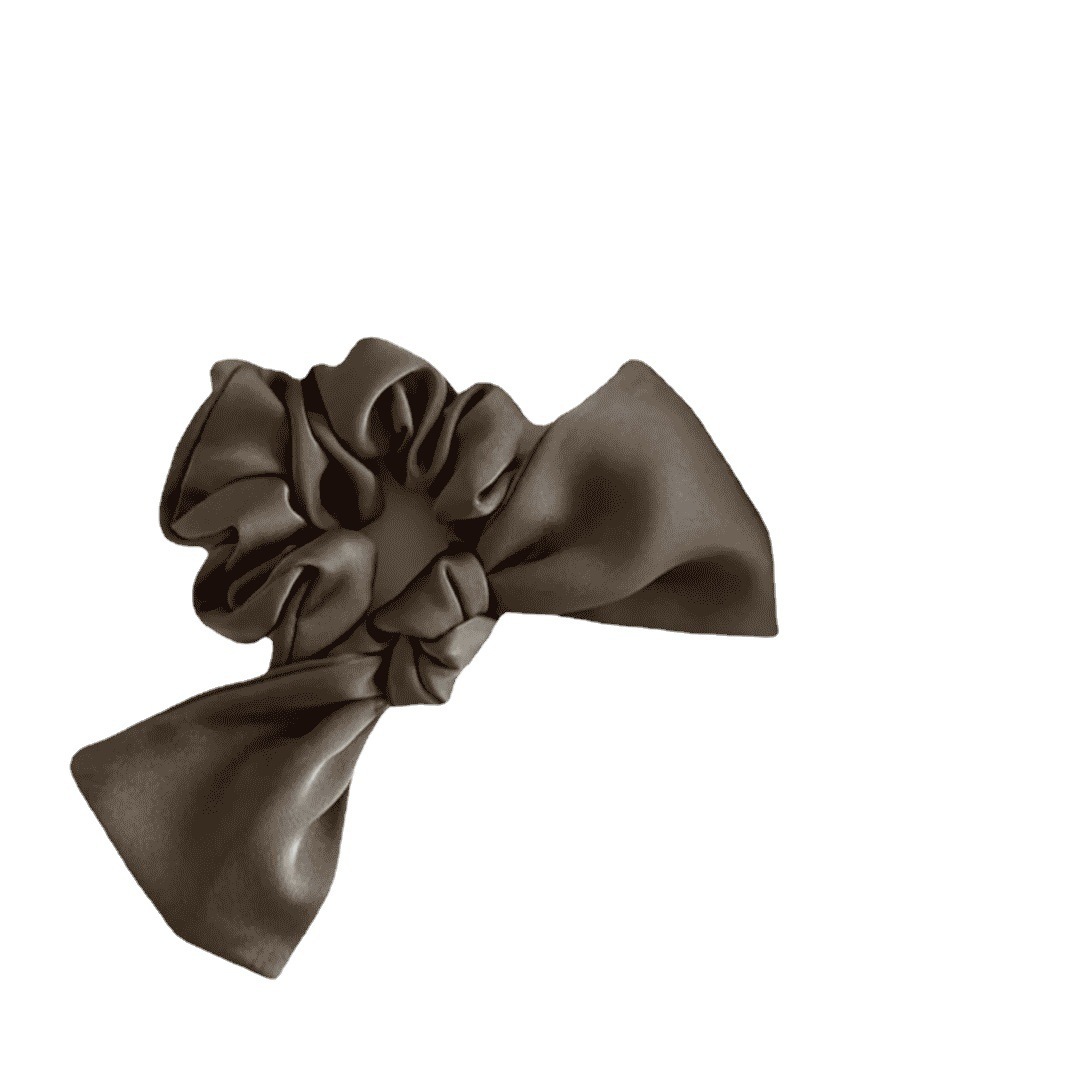 Black Bow Headdress Satin Large Intestine Ring Back Head Hair Band High Elasticity Hair Tie Hair Rope Streamer Hair Accessory Female Summer