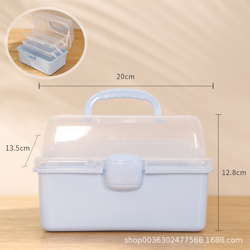 Small Size Three-Layer Folding Container Thickened Household Portable Medicine Box Student Stationery Sundries Desktop Stickers Storage Box