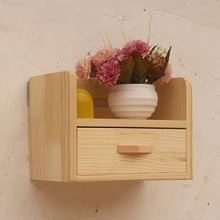 实木家用墙壁式绿植置物架多功能悬空式收纳盒客厅项链首饰盒