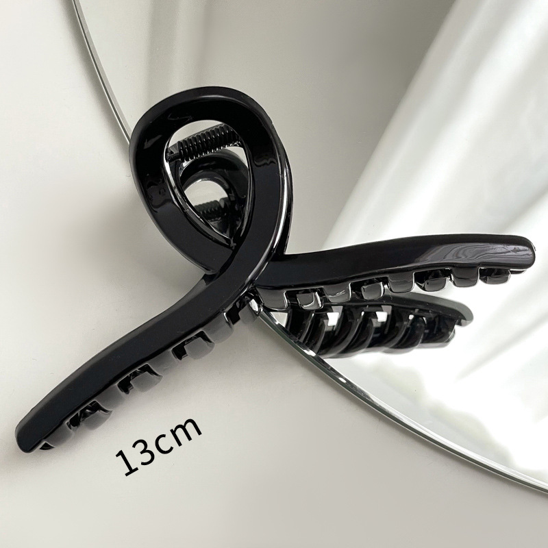 Elegant Black Grip Women's Large Shark Clip Hairpin High Sense Back Head Updo Hair Claw Grip Clip Headdress Hairpin