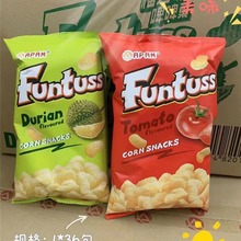 批发马来西亚进口FUNTUSS 啤啤菓榴莲味 米果 爆米花60g*36包/箱