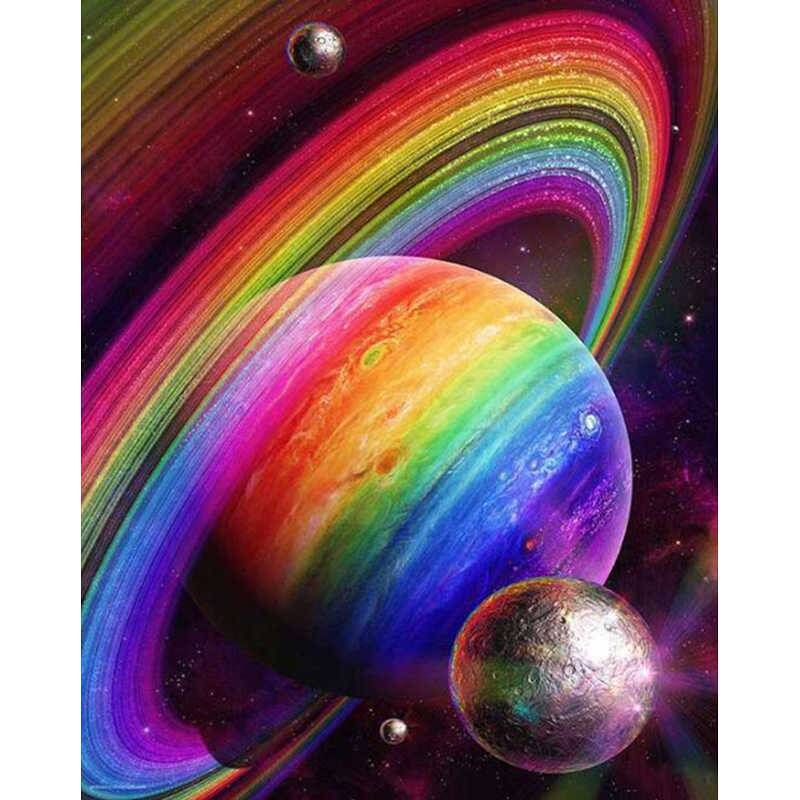 外贸货源diy钻石画 彩色星球 满钻绣 装饰挂画  新款图片厂家批发