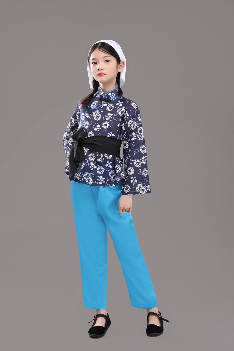 阿庆嫂舞台表演服喜儿服装女童村姑演出服采茶女演出服村民演出服