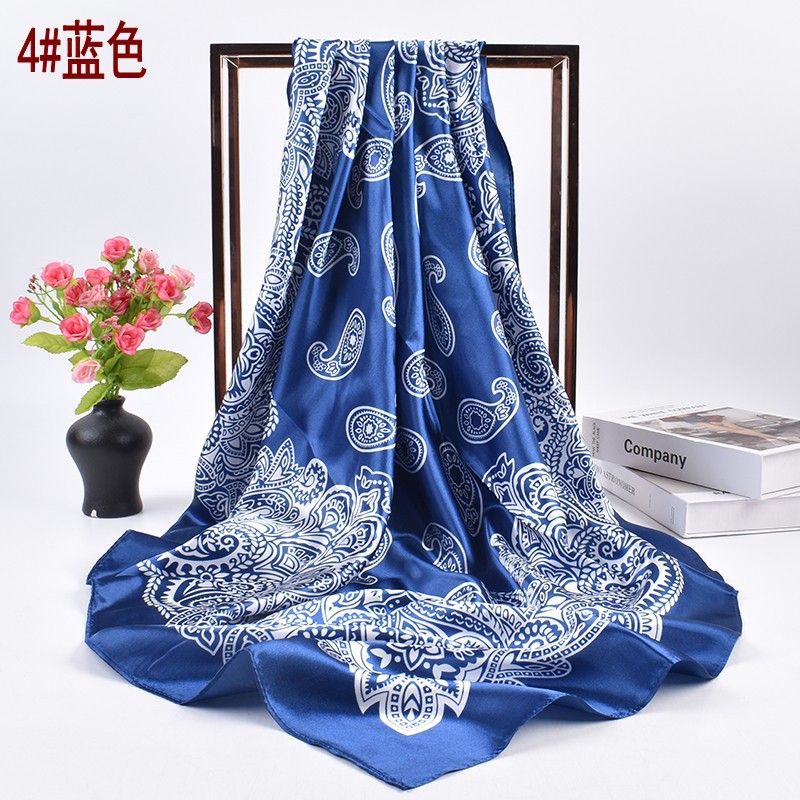 2023 New European Style Fashion Paisley Pattern 90 Satin Large Kerchief Headcloth Scarf Yiwu Supply