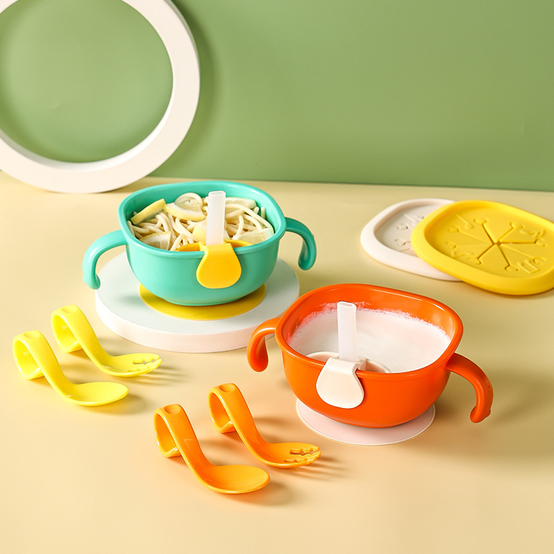 Baby Baby Bowl with Straw Soup Baby Food Bowl Snack Catcher Snack Bowl Three-in-One Children Eating Tableware