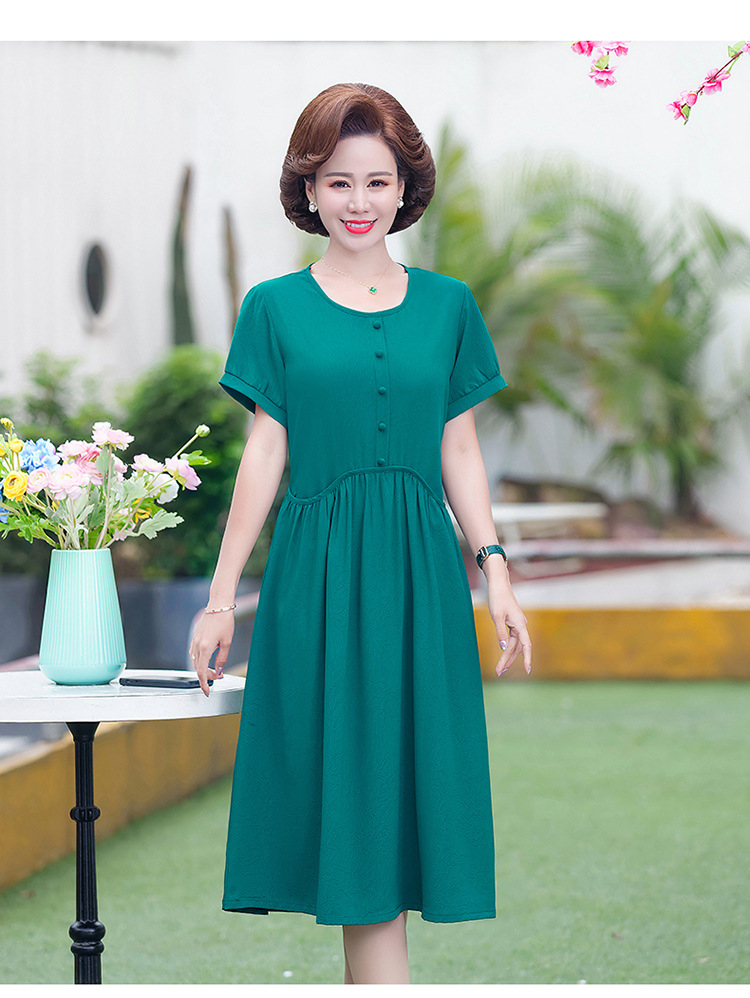 四十岁夏装时尚中年妈妈2021气质裙子中长款连衣裙新款五十女简约