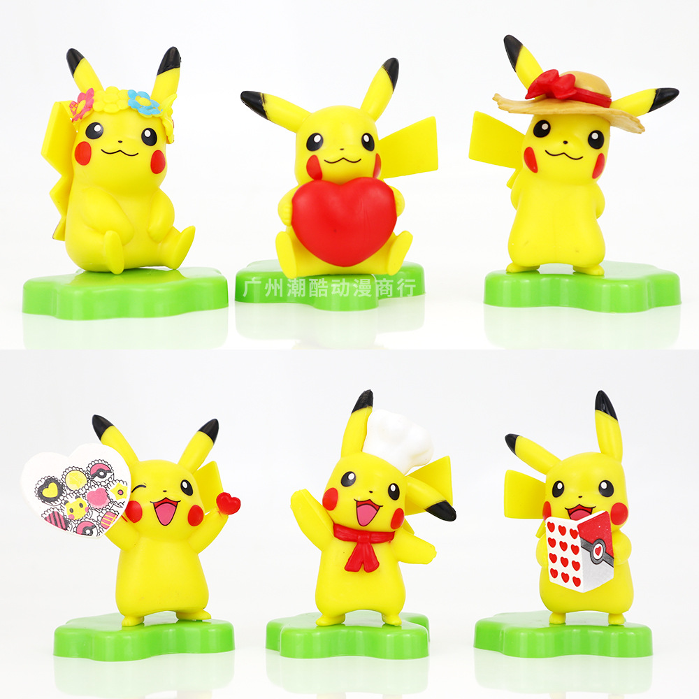 跨境盲盒爱心皮卡丘手办 盒蛋扭蛋神奇宝贝 周边车载摆件皮卡丘