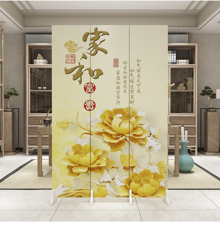 进门风水玄关屏风隔断客厅小户型折叠移动新中式实木卧室遮挡家用