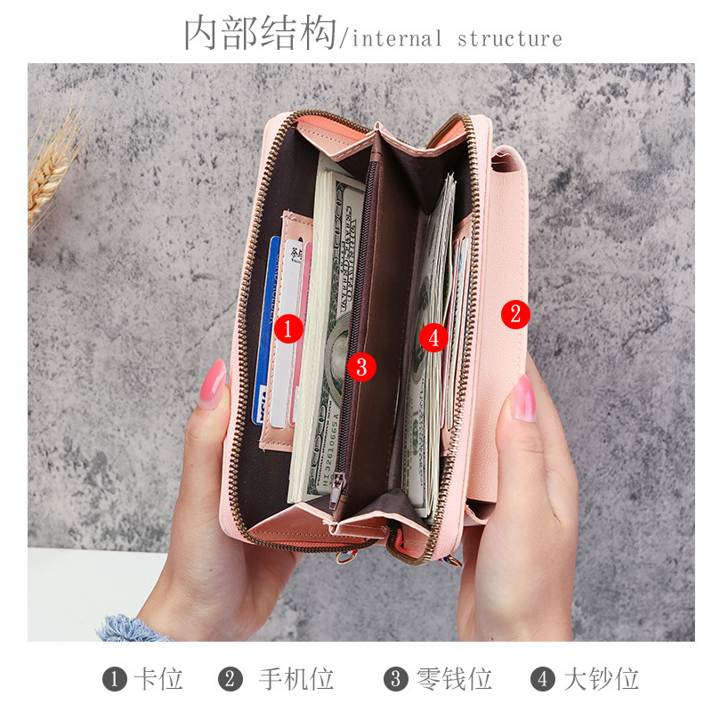 Women's Bag Mobile Phone Bag Small One Shoulder Crossbody Zipper Bag Long Clutch Women's Wallet Foreign Trade in Stock