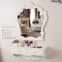 欧式壁挂浴室镜卫生间雕花梳妆镜美容院墙壁装饰镜子梳妆台