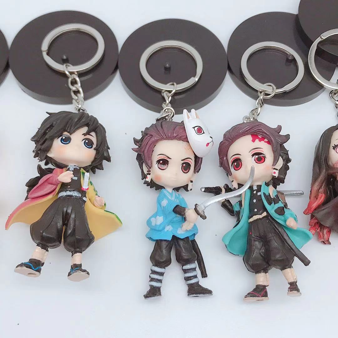 Anime Peripheral 6 Models Kimetsu No Yaiba Hand Office Pendant Keychain Wallet Bag Gift Toys Wholesale Hand Office