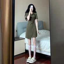 法式气质洋气高级感小个子显高别致收腰polo连衣裙子女夏小众设计