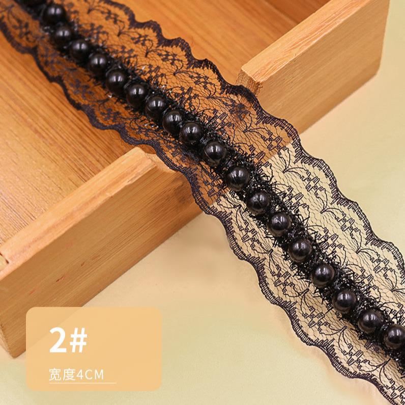 Cross-Border Lace Pearl Lace Ribbon DIY Collar Curtain Wedding Accessories Clothing Hair Accessories Headdress Coat and Cap Decoration