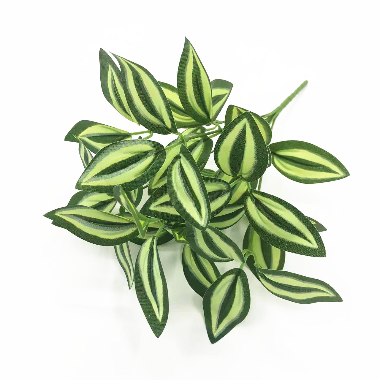 厂家直销仿真植物墙配材盆栽装饰绿植叶子7叉眼眉叶吊竹梅绿色