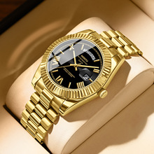 NIBOSI品牌时尚潮流男士手表 实心钢带表冠多彩表盘石英腕表