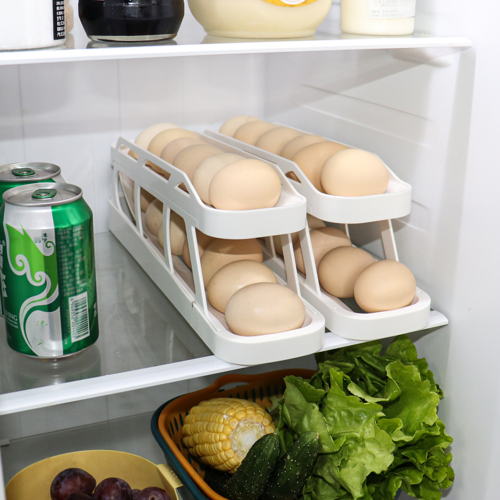 Escalator Refrigerator Egg Dispenser Refrigerator Egg Dispenser Automatic Egg Storage Rack