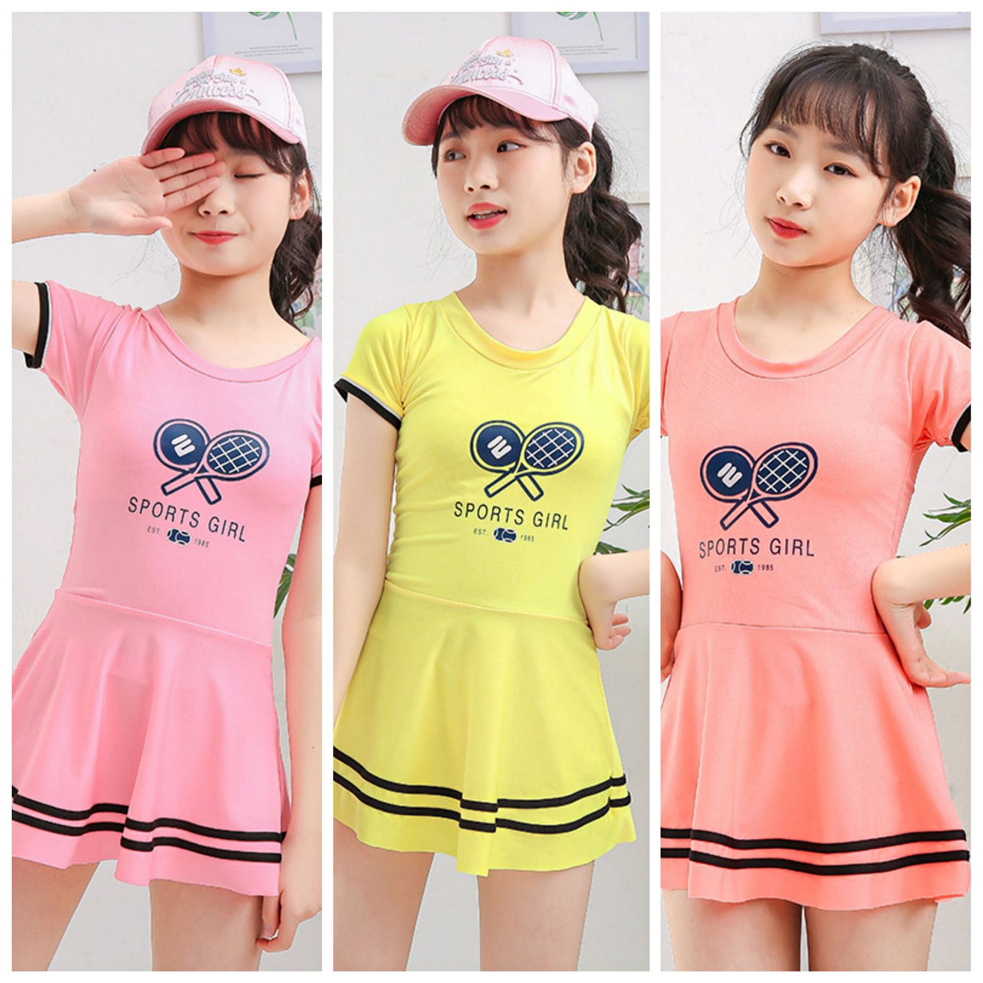 2021新款儿童泳衣女孩大童连体短裤分开泳装女童可爱7-10岁80130