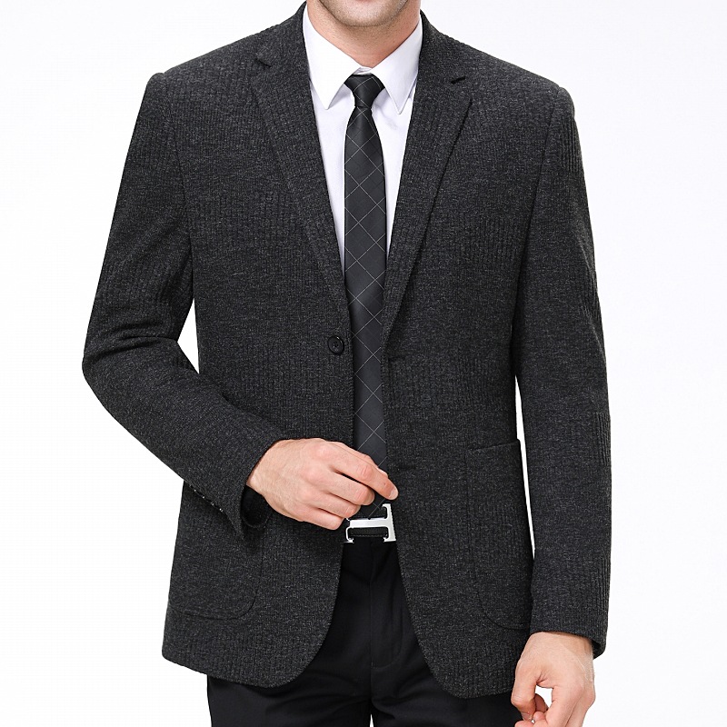 2021新款男士西装商务休闲西服中老年爸爸装羊毛呢单西外套代发
