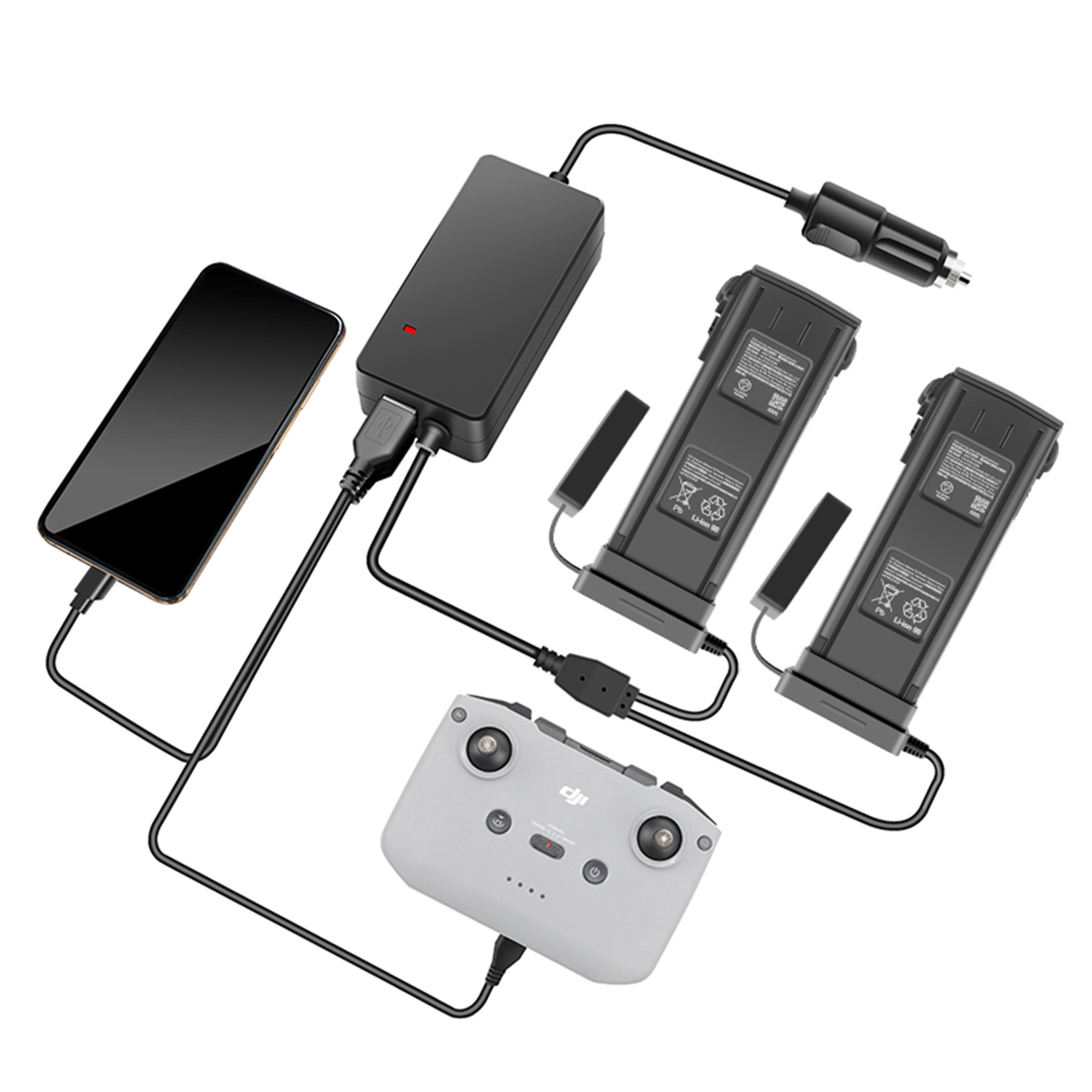 适用于大疆御3 dji mavic3无人机航模车载充电器双电分体充电器