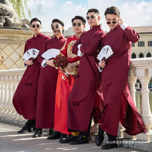上海滩服装男演出服许文强套装民国长衫复古长袍相声大褂摄影服装