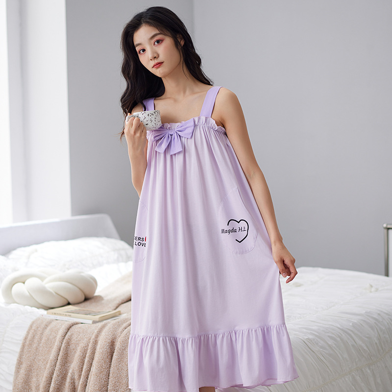 纯棉吊带睡裙可爱卡通女学生背心睡裙全棉甜美柔软女士吊带睡裙夏