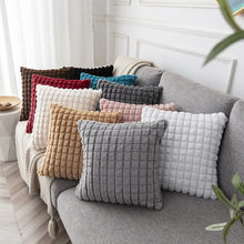 素色抱枕涤纶现代简约INS风靠枕纯色方块格子纯色沙发靠垫批发