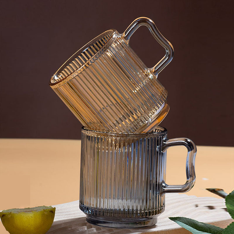 niche ins retro ice american coffee cup tte vertical striped water cup restaurant cool drinks cup gss mug