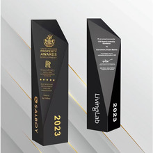 高端大气黑色几何形水晶奖杯创意商务颁奖年度年会纪念品礼品