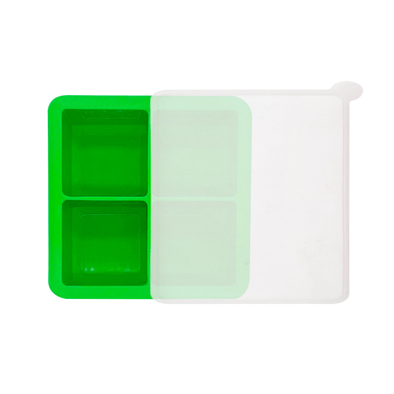 Hot 4-Hole Silicone Ice Tray Frozen Water Mold 4-Grid Square Household Refrigerator Ice Cube Box with Lid 0825