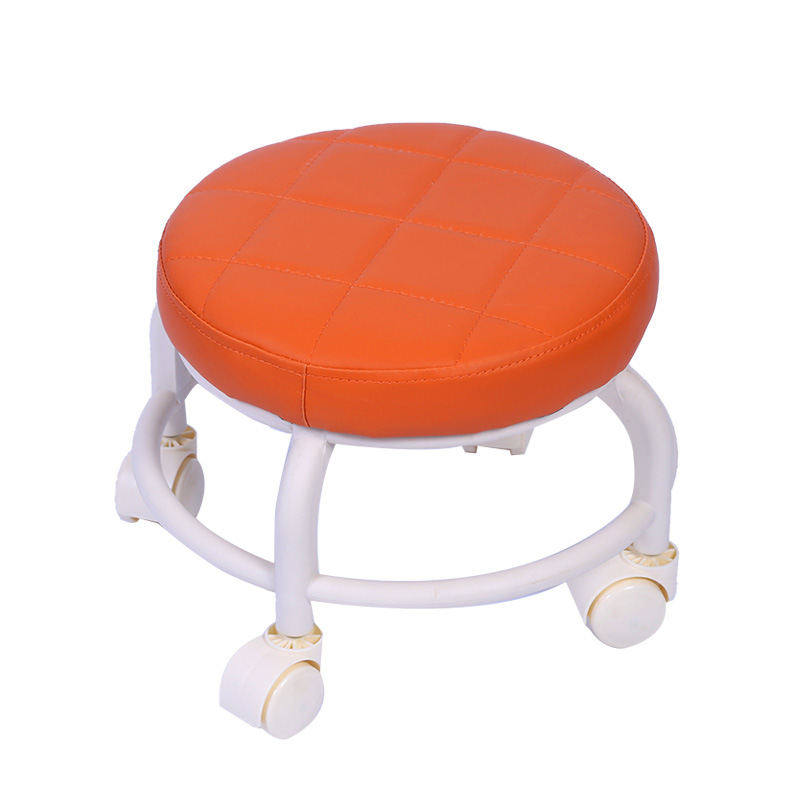 Soft Bag Pulley Low Stool Rotating Floor Wiping Low Stool Nail Repair Footstool Pulley with Baby Soft Cushion Walking Stool