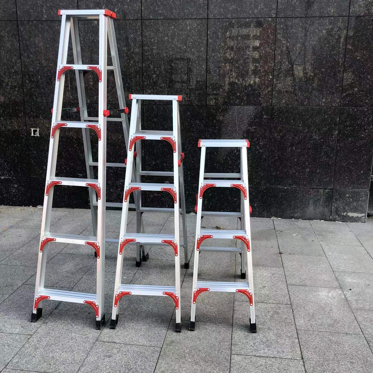 铝合金人字梯双侧梯踏步梯建筑工地工厂用收缩折叠全加固人字梯