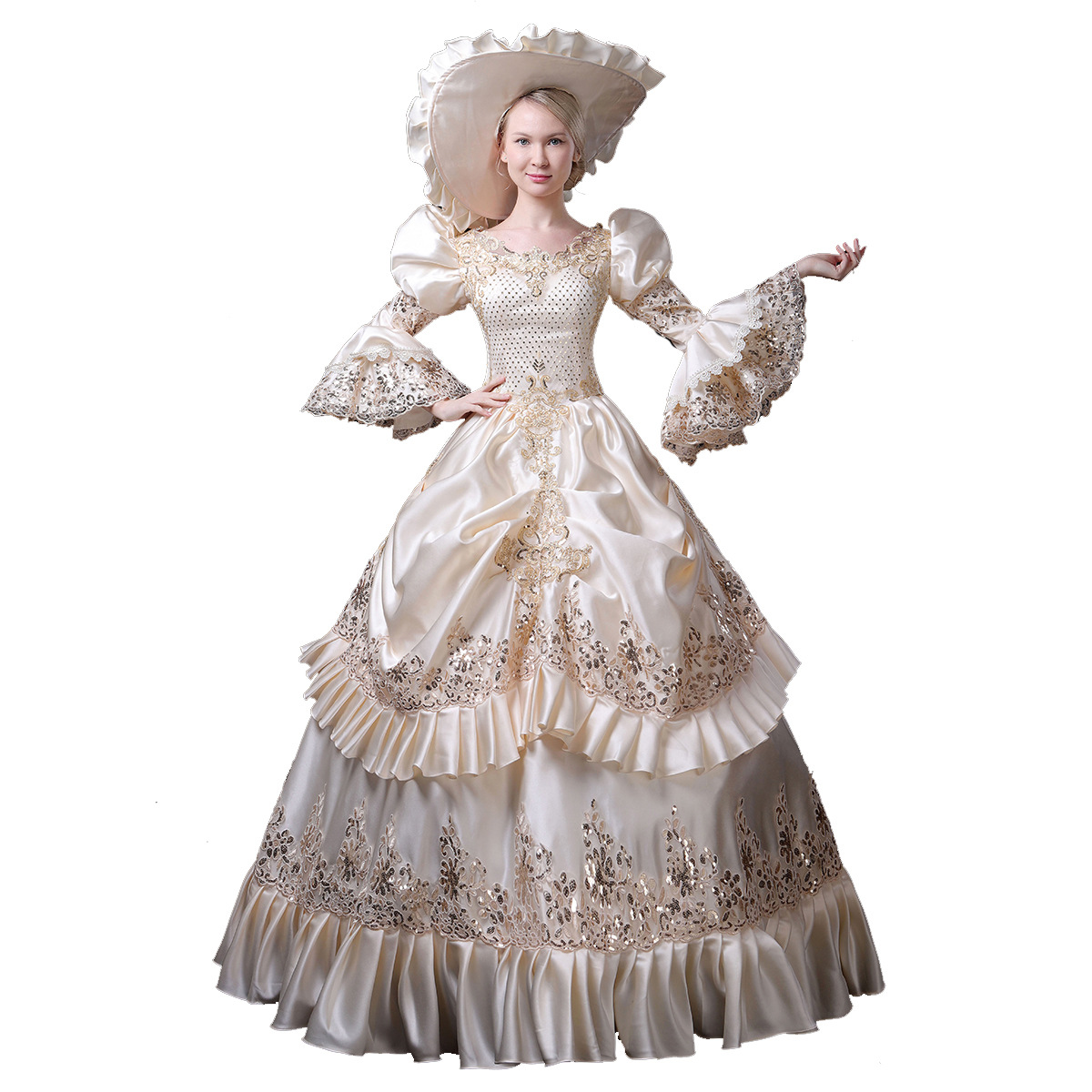 新款香槟欧式宫廷服皇室贵族礼服