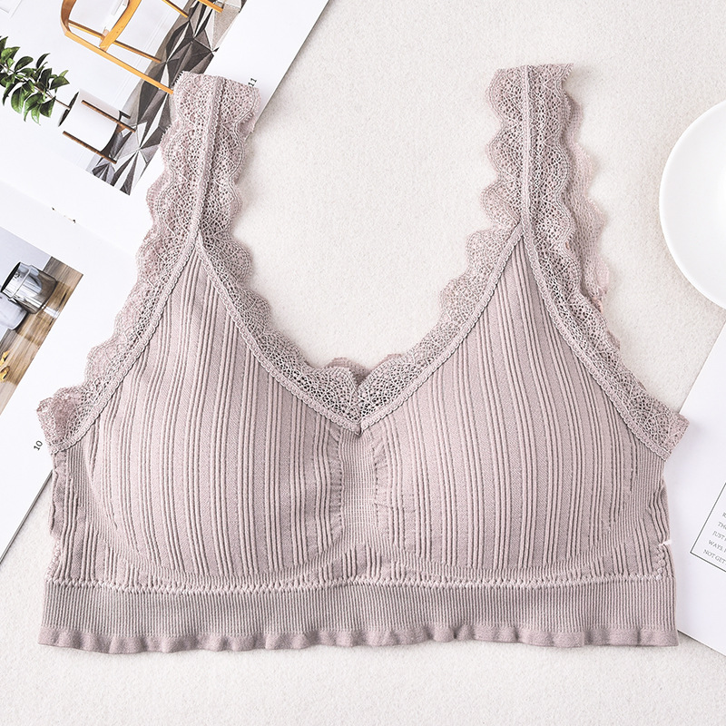 New V-neck Lace Beautiful Back Tube Top without Steel Ring Maiden Sexy Tube Top Underwear Anti-Exposure Sports Bottoming Vest