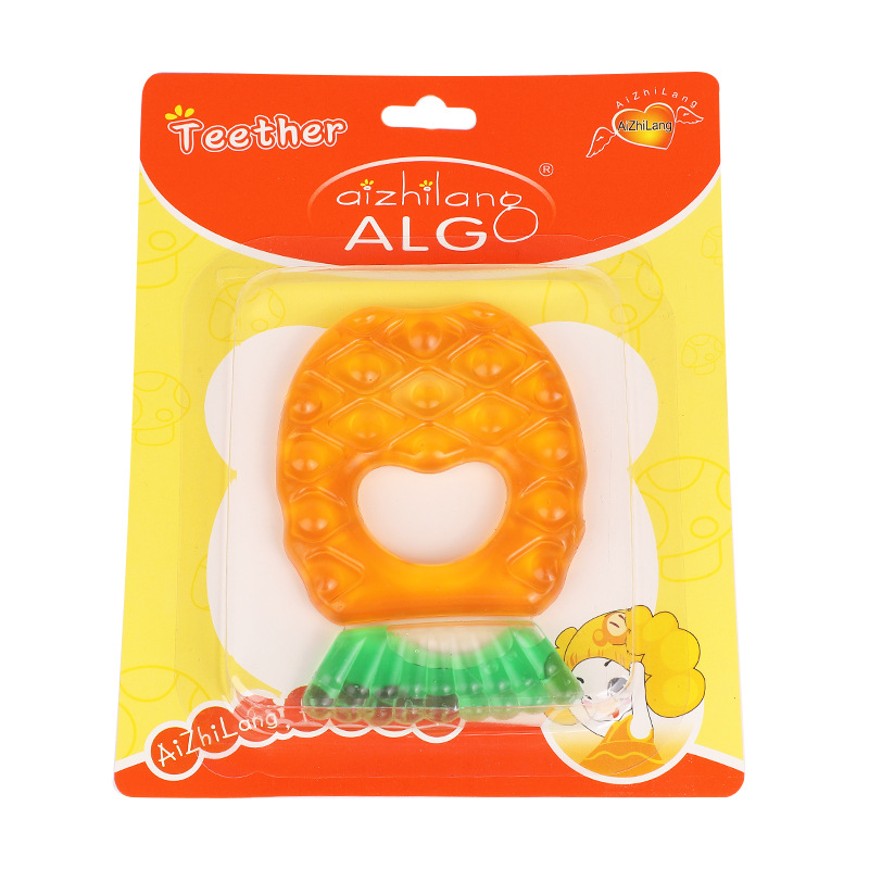 ALG Fruit-Shaped Infant Two-Toned Water Injection Teether Oral Training Bite Glue Baby Molar Comfort Toy