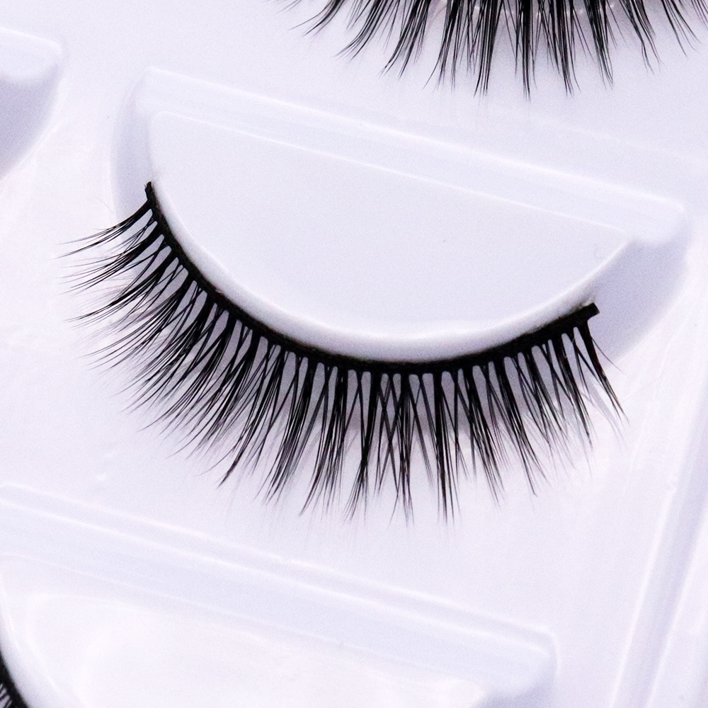 5对装10对装自然浓密交叉款纤维硬梗假眼睫毛批发现货一件代发