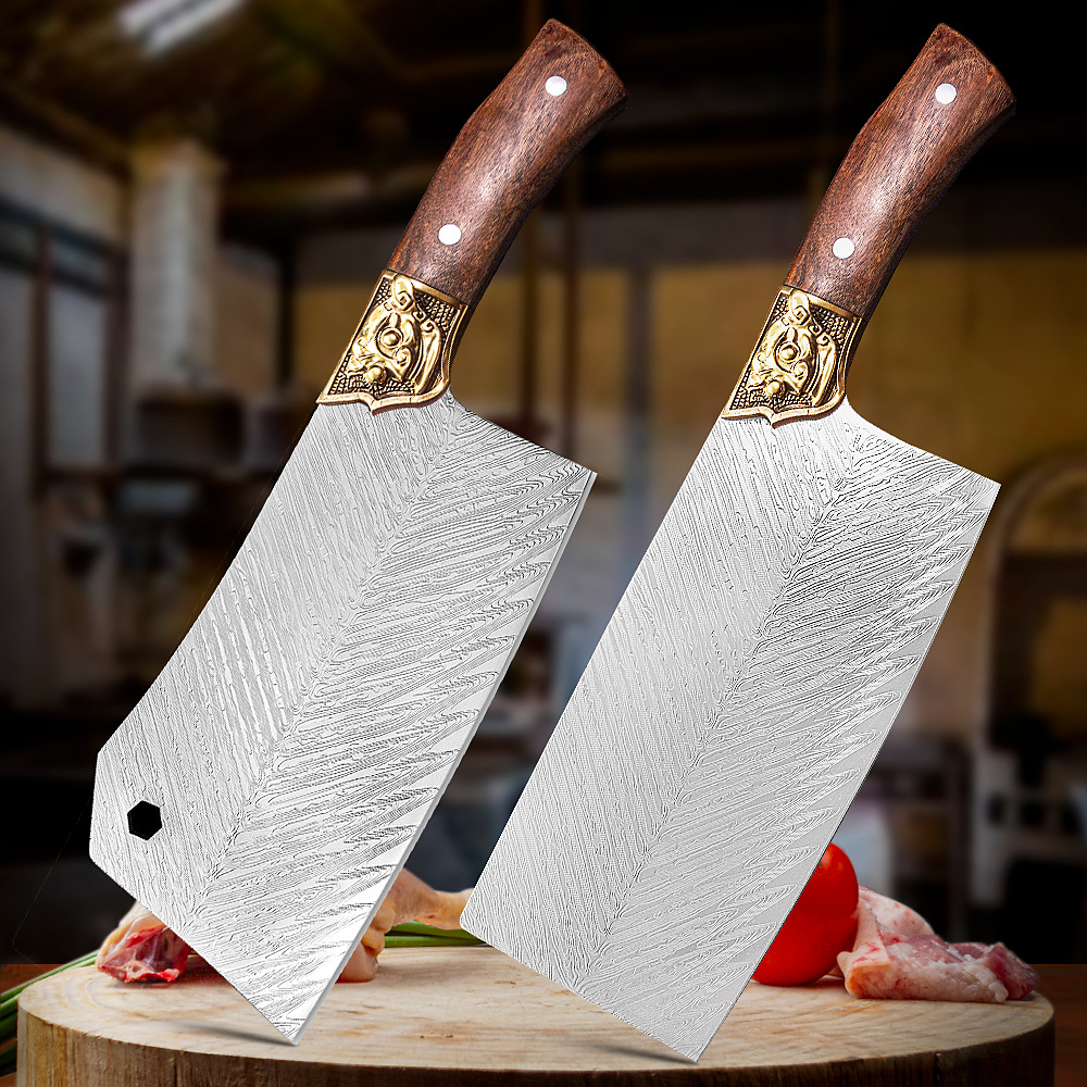 锋利龙泉菜刀家用手工锻打切片刀斩切刀斩骨刀白虎庖丁厨师用刀068