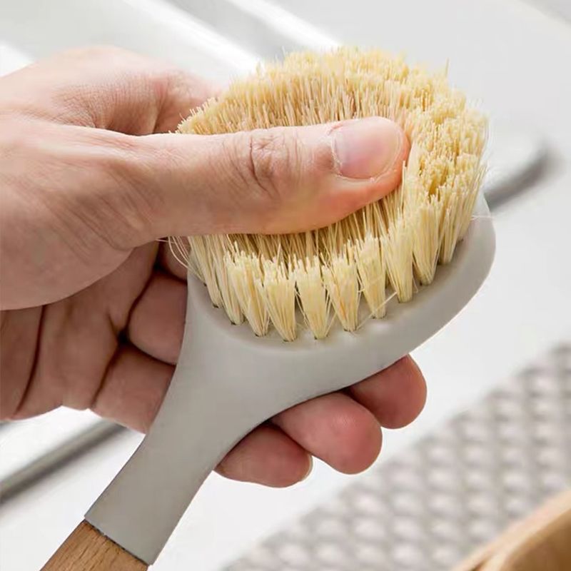 Sisal Wok Brush Wooden Handle Dish Brush Multifunctional Long Handle Kitchen Cleaning Wok Brush Oil-Free Wok Brush Pot Dish Bowl Brush