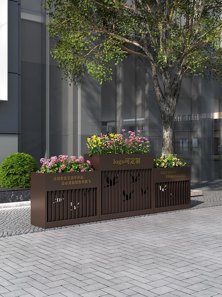 户外铁艺花箱组合商业街道路花槽围栏房地产庭院室外隔断花坛花栏