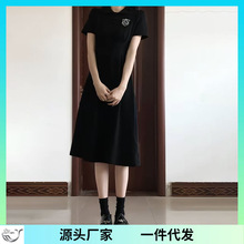 学院风黑色polo连衣裙子女夏季2024新款小个子茶歇法式超好看长裙