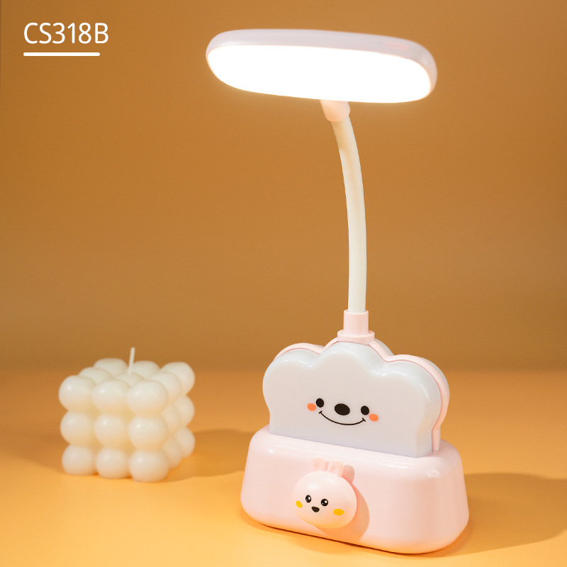 LED Eye Protection Desk Lamp Children's Reading Learning Cartoon Small Night Lamp Charging Bedside Lamp Cute Creative Desktop Decoration