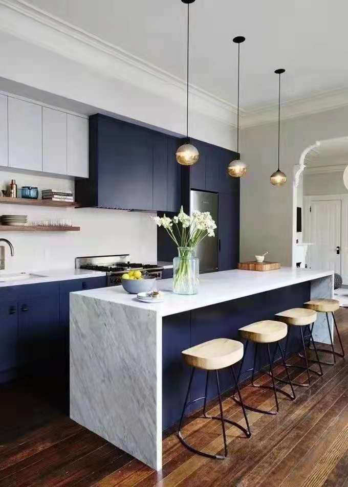 简约岩板岛台 餐桌一体家用开放式厨房中岛台 餐厅可伸缩移动吧台