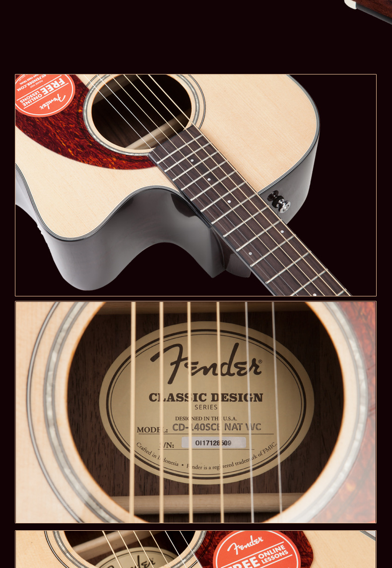 芬达fender吉他纪念款单板民谣木吉他电箱吉他琴