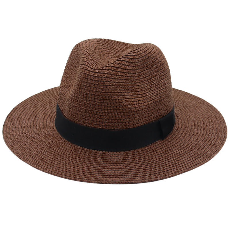 Spring and Summer Hot Sale Panama Straw Hat Square Black Ribbon Korean Style Top Hat Men and Women Fedora Hat Panamahat