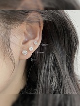 925纯银mini锆石耳钉水钻系列韩版简约满镶钻热销养耳耳钉不过敏