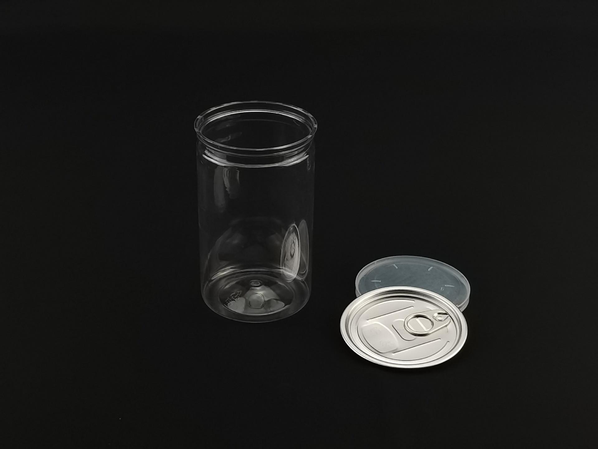 口铝盖透明食品罐子塑料圆形t坚果包装瓶密封罐厂家直批