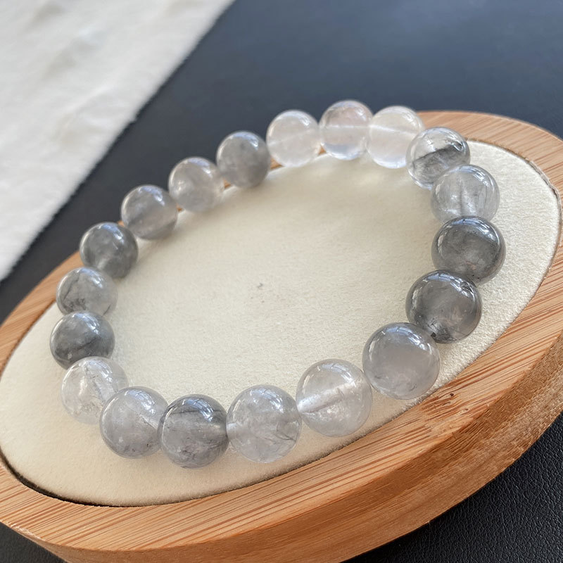 晶尧 灰水晶手链8mm10mm巴黎灰色云雾水晶单圈手串女款男时尚饰品