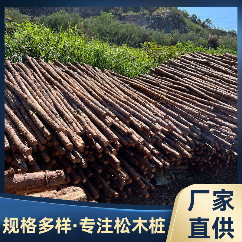 林场批发工地河道打桩木防洪防汛木桩6米松木桩 多种规格圆木桩