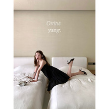 ovinsyang 缩褶吊带裙连衣裙女夏季外穿甜美少女减龄a字裙子中裙