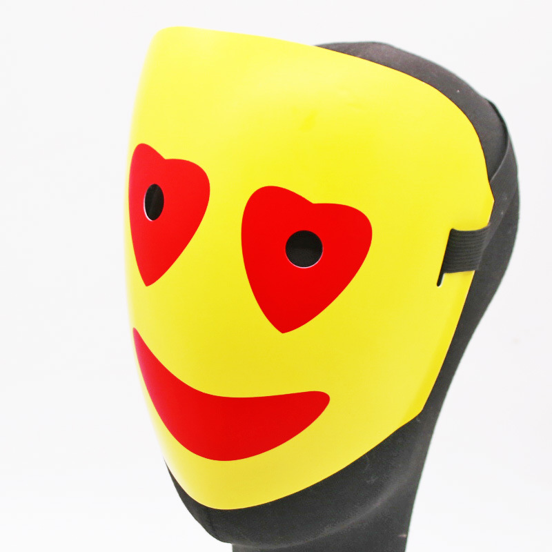 22年新欢乐开心喜庆万圣节笑脸面具微笑治愈系红心眼pvc装扮面具