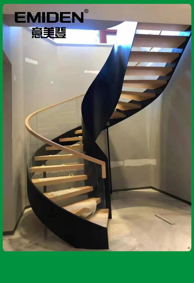 深圳厂家钢木旋转楼梯,弯梁旋转楼梯,实木定制